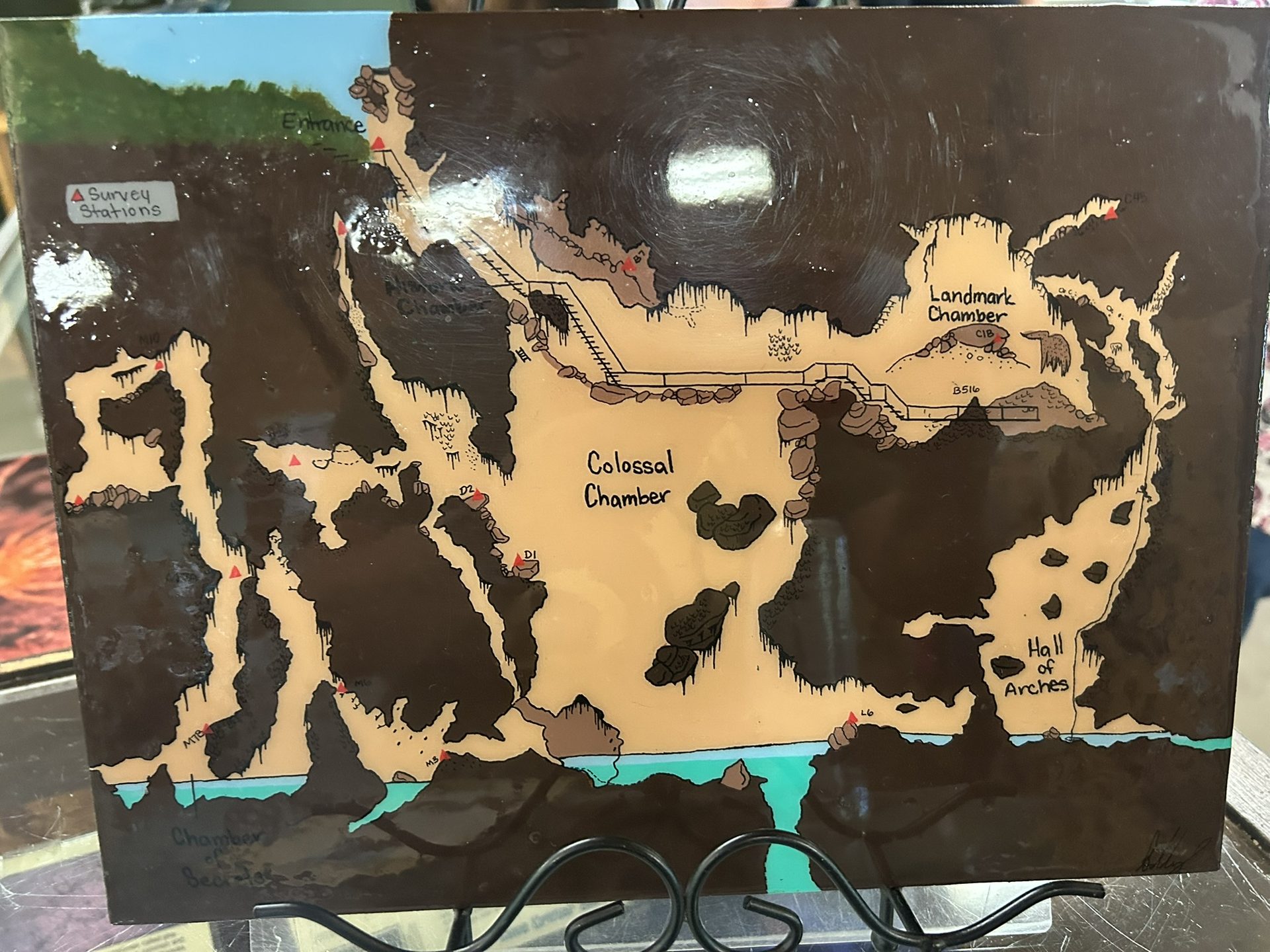 Detailed painted map of Black Chasm showing Colossal Chamber and Landmark Chamber