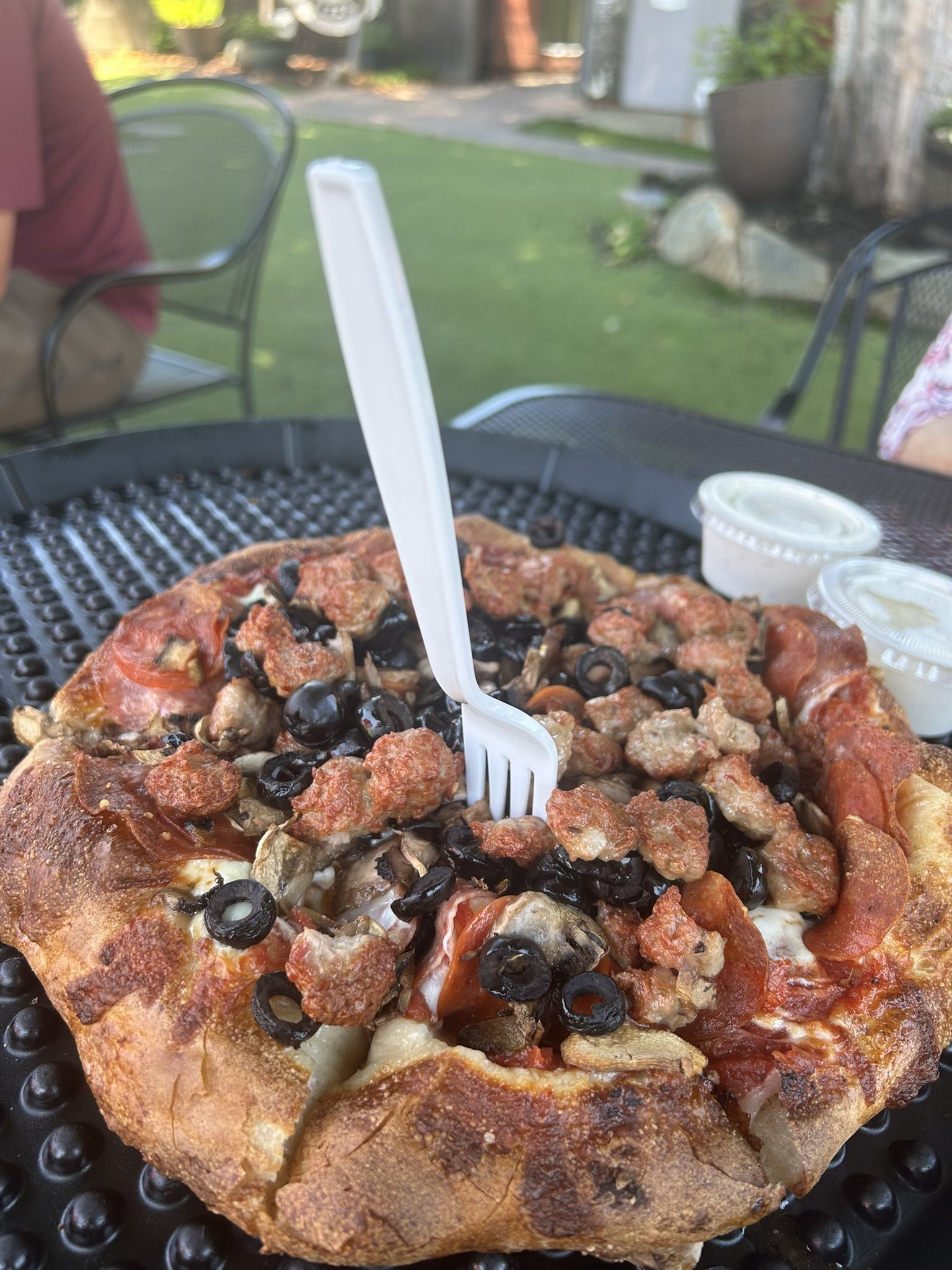 Loaded pizza lunch in Sutter Creek