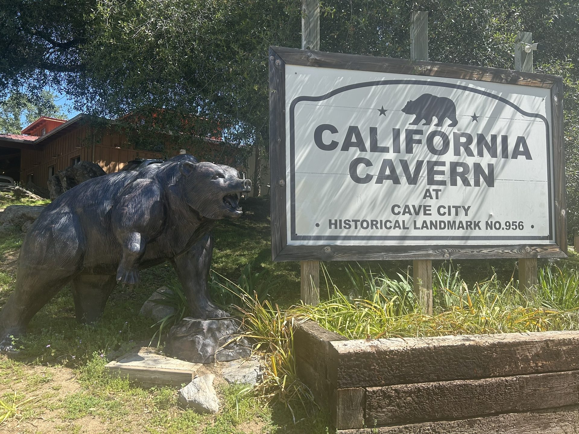 California Cavern at Cave City entrance sign with bear statue